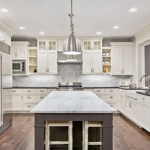 kitchen with an island